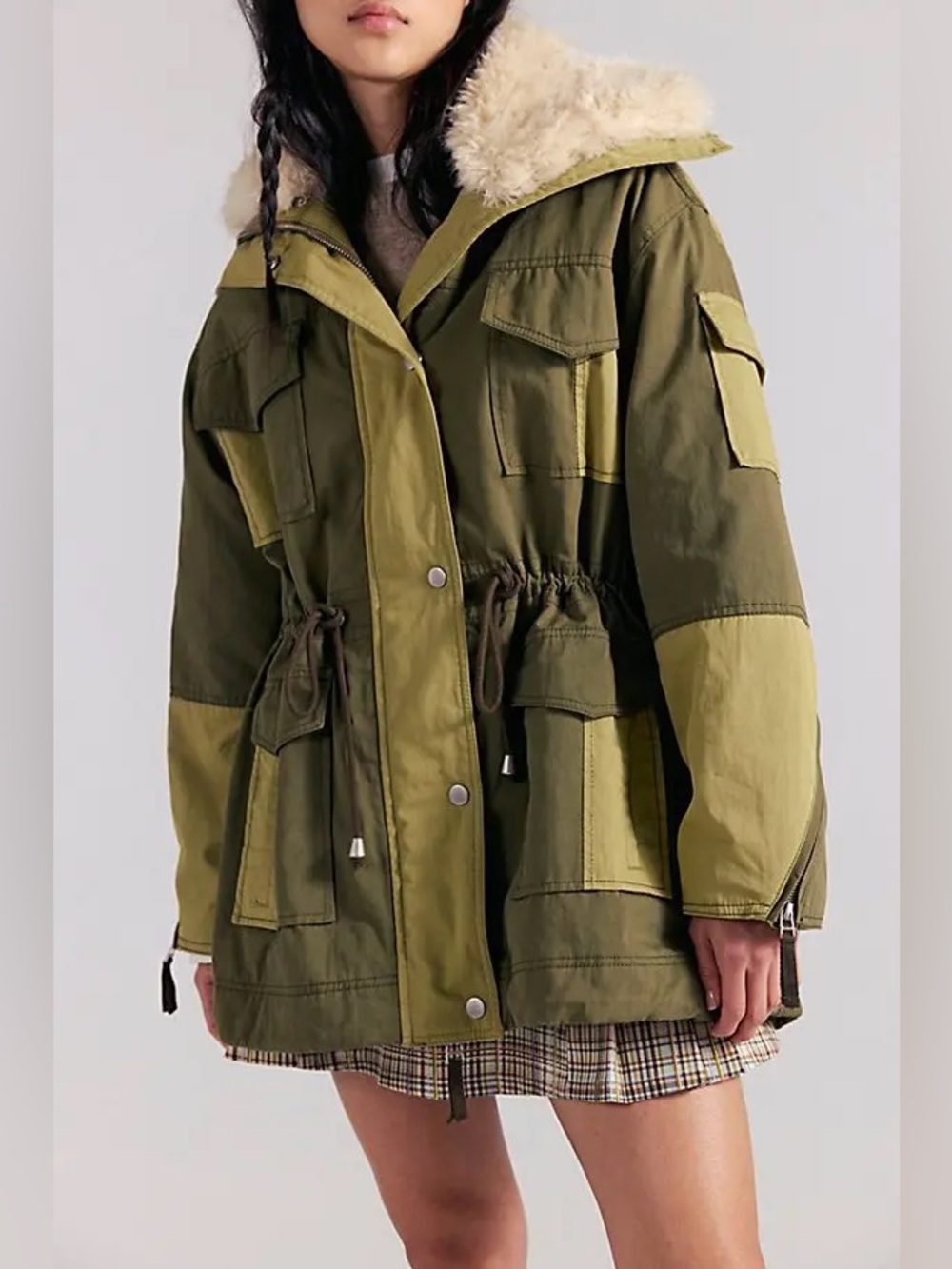 We The Free Pieces Of Me Parka Coat in Sage Green NWT Small